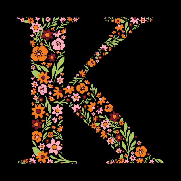 Retro Floral Letter K by zeljkica