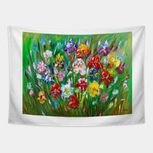 Multicolored Irises Tapestry