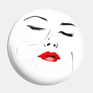 Woman with Red Lipstick Pin