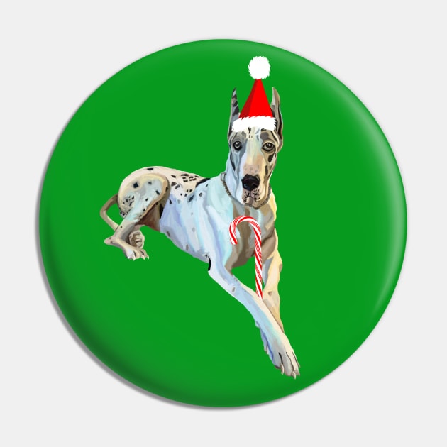 Christmas Harlequin Great Dane Dog Pin by Art by Deborah Camp