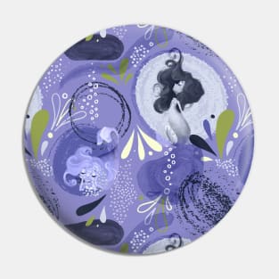 Whimsical Mermaids on Abstract Purple Background Pin