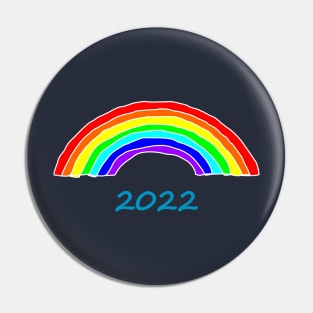 Hand Drawn Rainbow Blue 2022 Pin