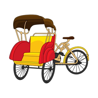 Pedicab rickshaw cartoon illustration T-Shirt