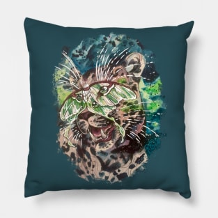 Luna Moth Masked Leopard Pillow