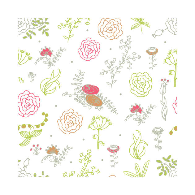 Elegance Seamless pattern with flowers, vector floral illustration in vintage style by Olga Berlet