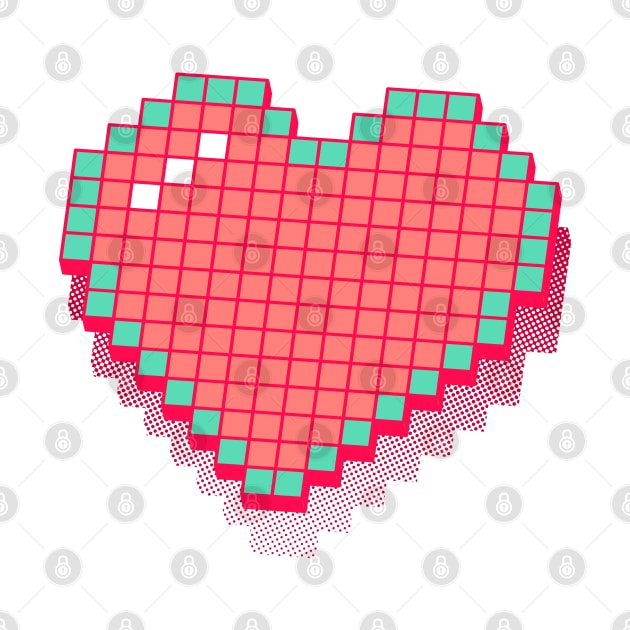 Retro Pixel Heart - Pink 3D [Rx-Tp] by Roufxis