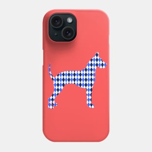 Blue Harlequin Great Dane Silhouette Phone Case