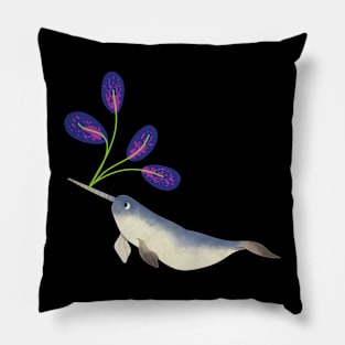 Narwhal Violet Purple Plum Flowers Pillow