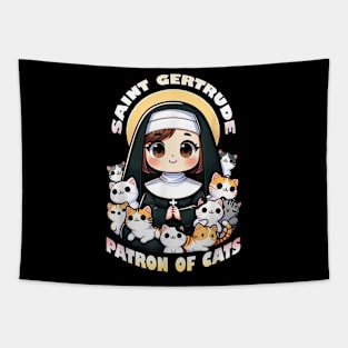 St. Gertrude of Nivelles Patron Saint of Cats Lovers Tapestry