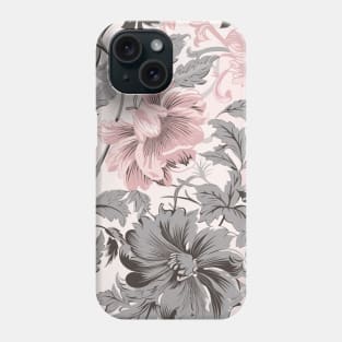 Cochin Inspired Floral Pattern in Pink and Grey Phone Case