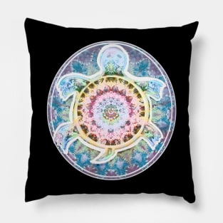 Rainbow Turtle Tie Dye mandala spirit animal batik terrapin hippie boho Pillow