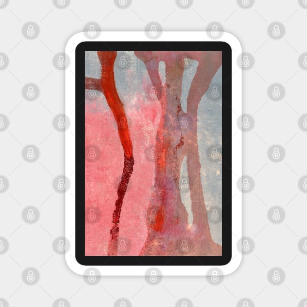 Red, Pink and Grey Abstract Art Magnet by MyAbstractInk