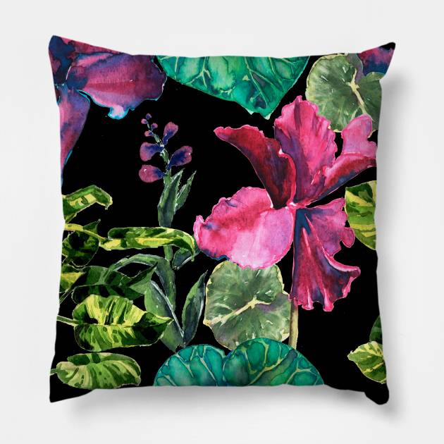 Seamless tropical flower Pillow by Olga Berlet