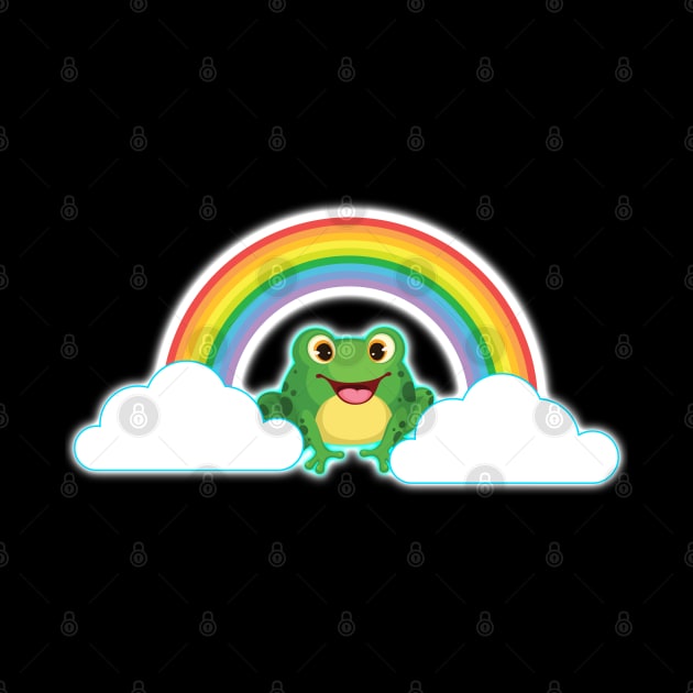 fabulous pride frog smiling under rainbow clouds by ZenCloak