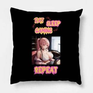 Eat Sleep Gaming Repeat Anime Girl Pillow