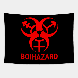 "BOI HAZARD" Trans Biohazard - Red Tapestry