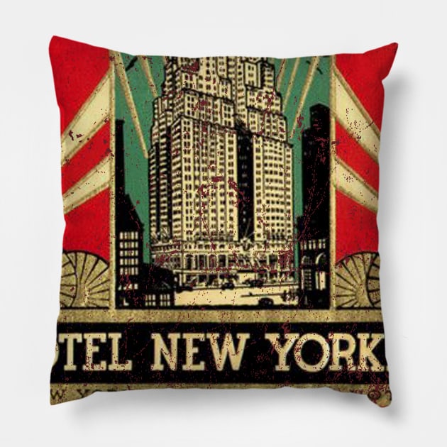 Hotel New Yorker Pillow by MindsparkCreative