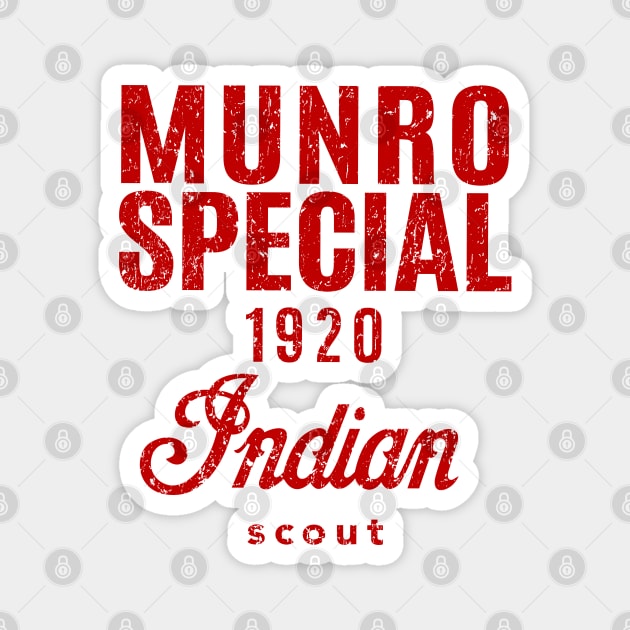 Munro Special - 'The world's fastest Indian' - worn red print Magnet by retropetrol