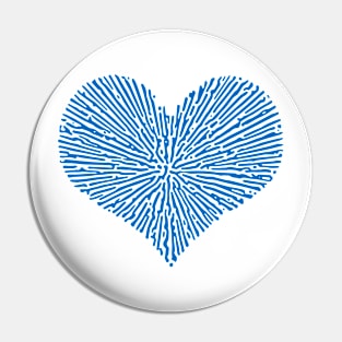 Turing Pattern Sunburst Love Heart (Blue) Pin