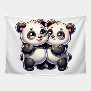 Pandas hugging. Tapestry