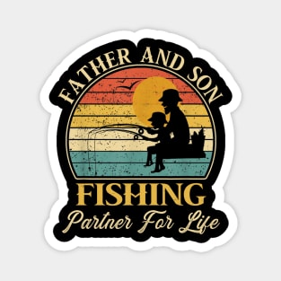 Father And Son Fishing Partner For Life Father's Day Gift Papa Dad Fisherman Vintage Magnet