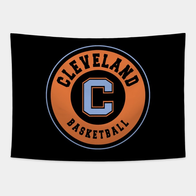 Cleveland retro basketball Tapestry by BVHstudio