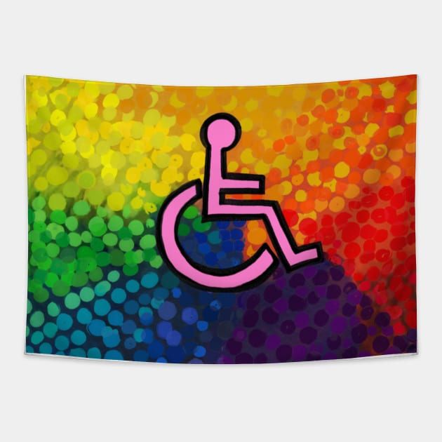 Rainbow Wheelchair Accessibility Tapestry by annieelainey