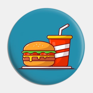Burger And Soda Cartoon Vector Icon Illustration (3) Pin