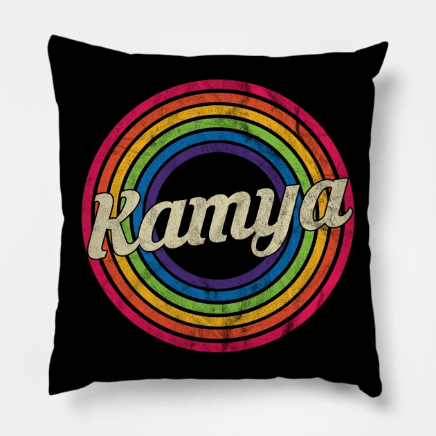 Kamya - Retro Rainbow Faded-Style Pillow by MaydenArt