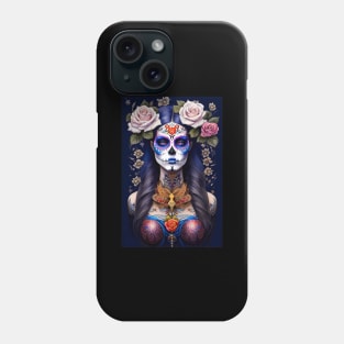 Sugar Skull Art - Woman in Colorful Sugar Skull Makeup Phone Case