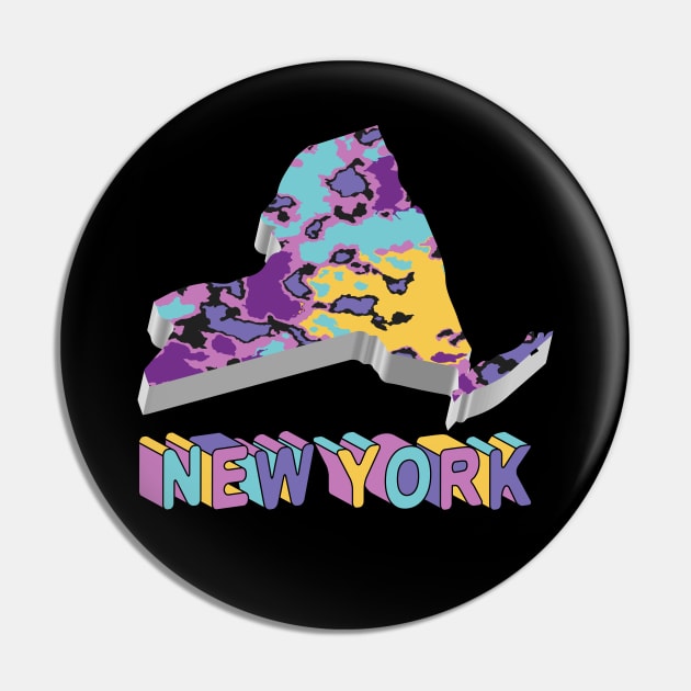 New York State Abstract Art Pin by Designoholic