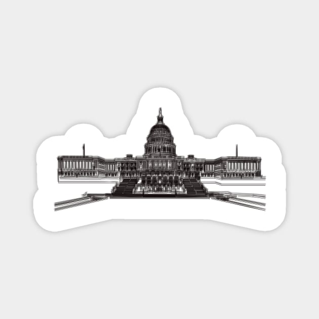 Washington Dc Capitol Building Minimalist Drawing Magnet by Raimondi