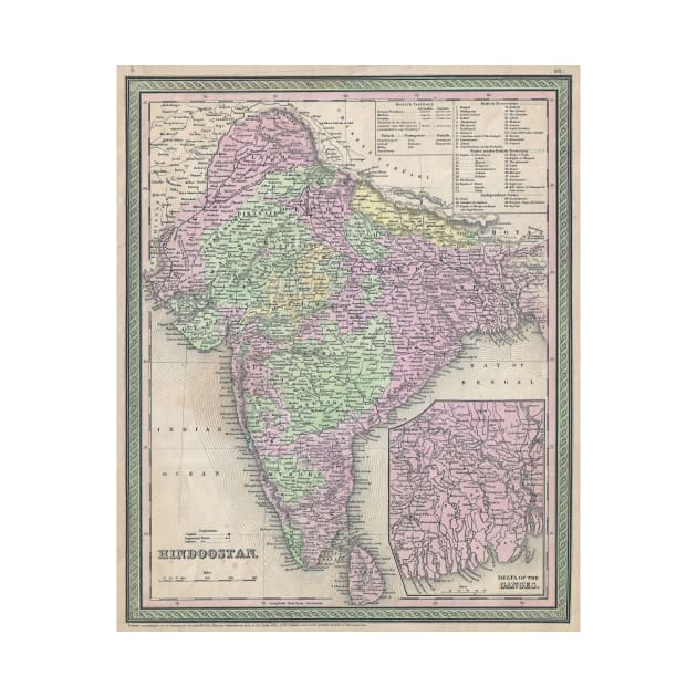 Vintage Map of India (1853) by Bravuramedia