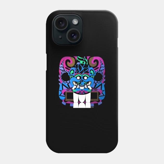 cougar with smile face in ancient pattern in el salvador Phone Case by jorge_lebeau