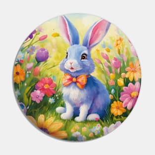 Watercolor Easter Bunny Pin