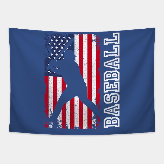 Baseball USA Flag 4th of July Patriotic American Tapestry by Horskarr