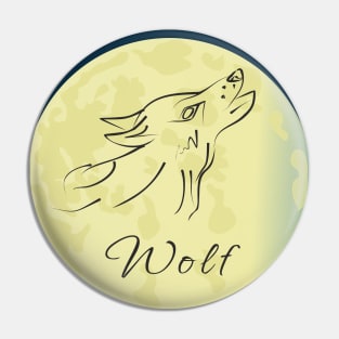 Wolf and moon Pin