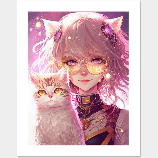 Cute Kawaii Cat Face Japanese Anime - Kawaii - Posters and Art Prints