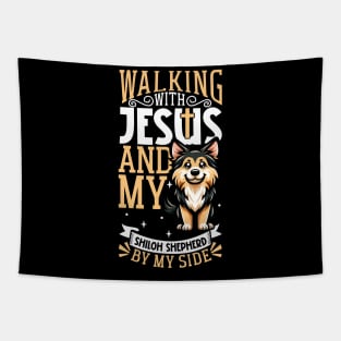 Jesus and dog - Shiloh Shepherd Tapestry