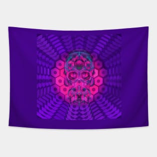 Electroluminated Skull Flower - Cornflower Magenta Tapestry