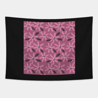 Cute pink and purple abstract flowers in a fun playful flowerpower pattern Tapestry