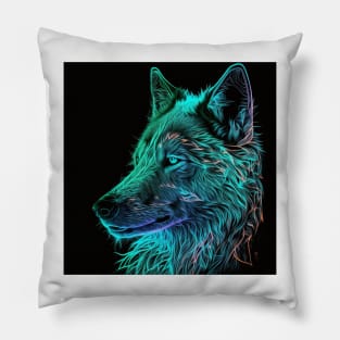 Wolf Neon Art 2 Pillow