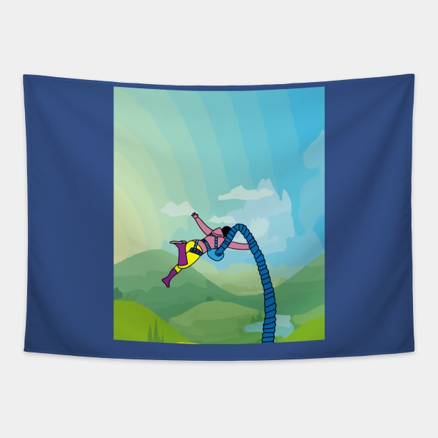 Bungee Jumping Jump To Freedom Tapestry by flofin