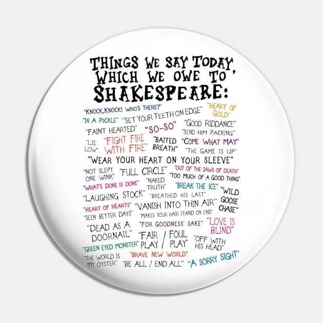 Shakespeare Pin by Buy Custom Things