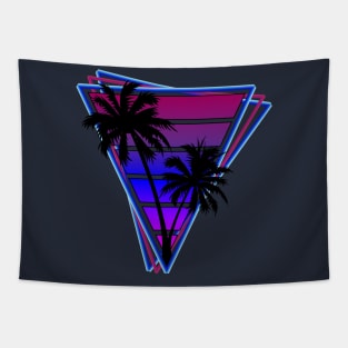 Retrowave style palm tree sunset Tri Tapestry