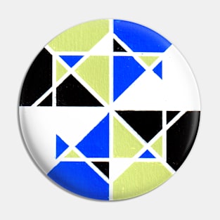 Green Blue Black White Geometric Abstract Acrylic Painting Pin