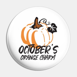 October Orange Charm: Captivating Pumpkin Silhouette Design Pin