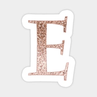 E rose gold glitter monogram letter Magnet