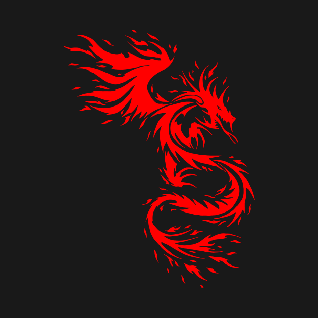 Flying Fire Dragon Design by LuckDragonGifts