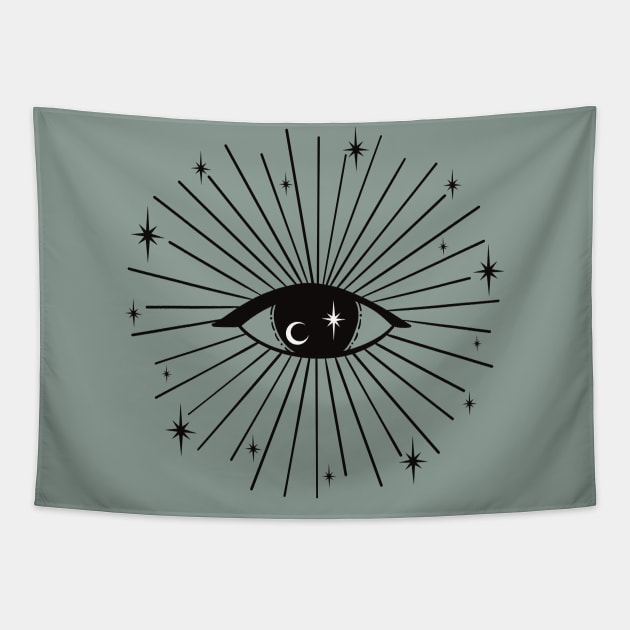 Magic Evil Eye (black version) Tapestry by MadelaneWolf 